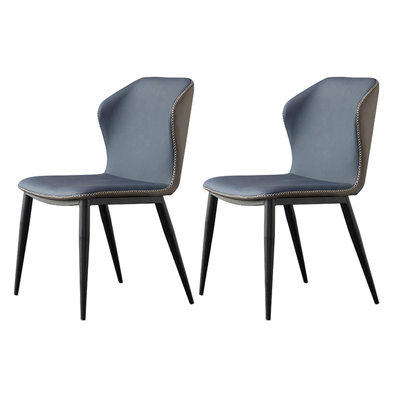 Faux Leather Side Chair Wingback Armless Chair with Black Legs