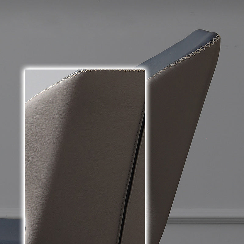 Faux Leather Side Chair Wingback Armless Chair with Black Legs