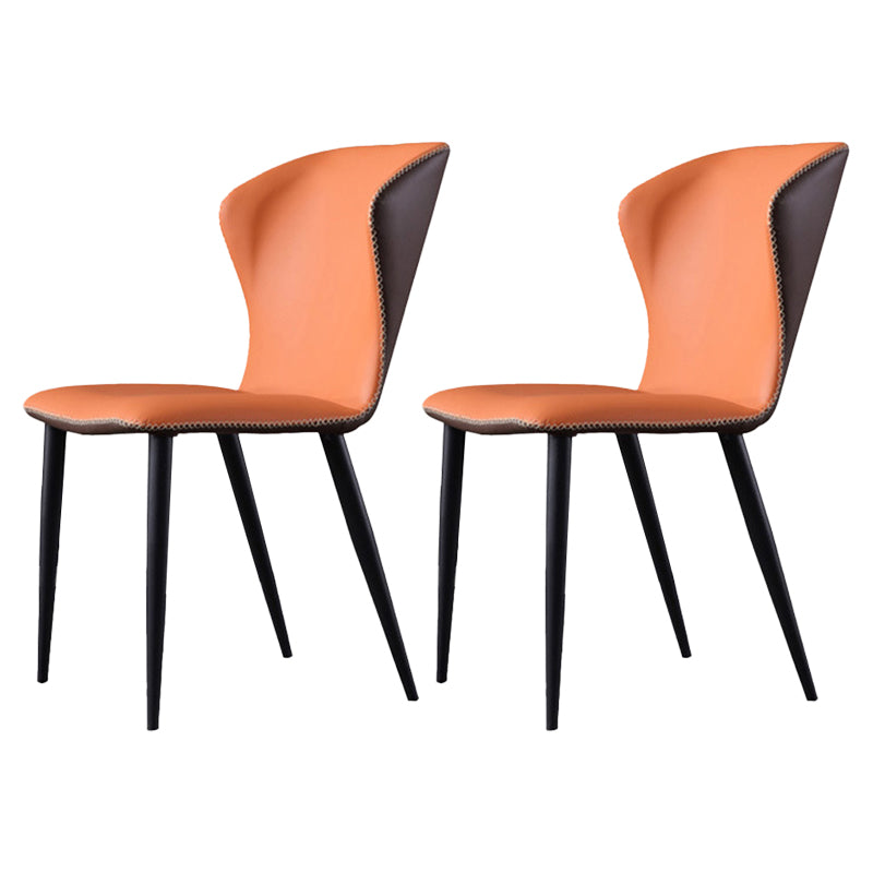 Faux Leather Side Chair Wingback Armless Chair with Black Legs