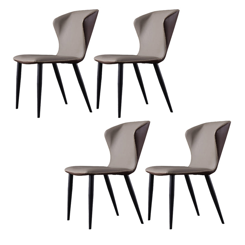 Faux Leather Side Chair Wingback Armless Chair with Black Legs