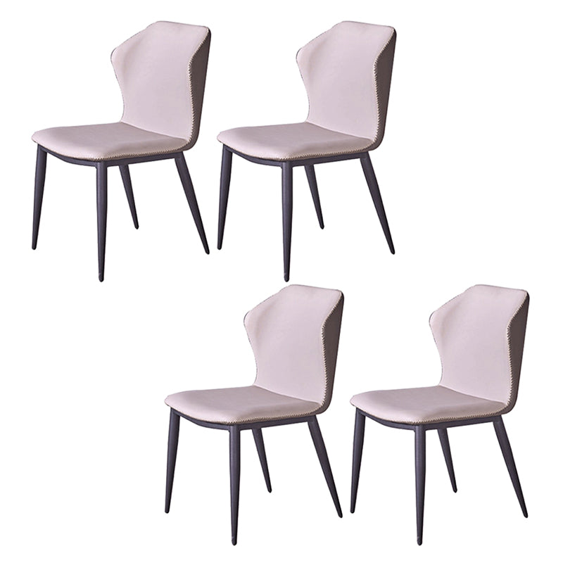 Faux Leather Side Chair Wingback Armless Chair with Black Legs