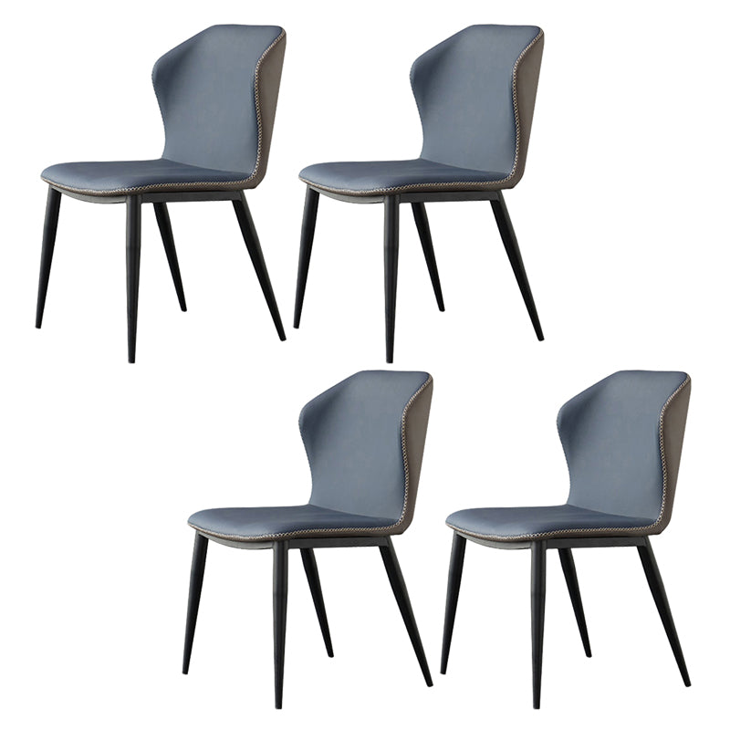 Faux Leather Side Chair Wingback Armless Chair with Black Legs