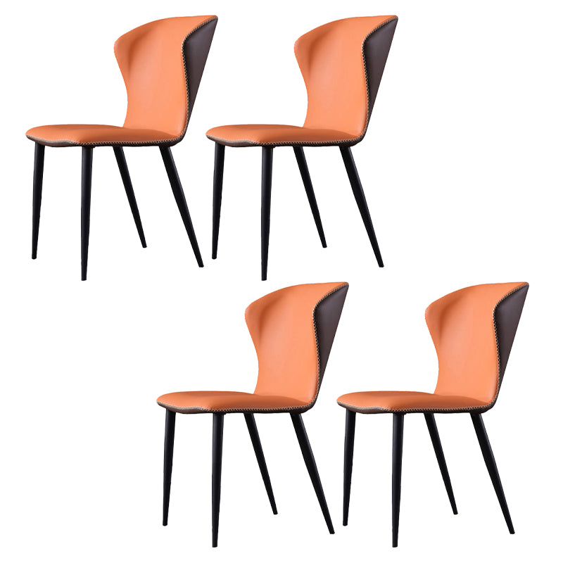 Faux Leather Side Chair Wingback Armless Chair with Black Legs