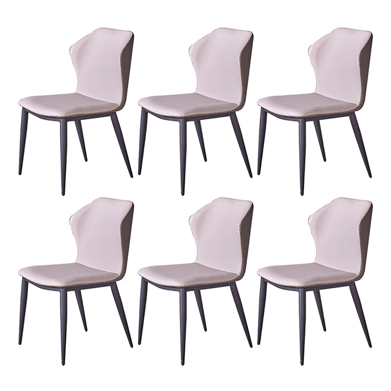 Faux Leather Side Chair Wingback Armless Chair with Black Legs