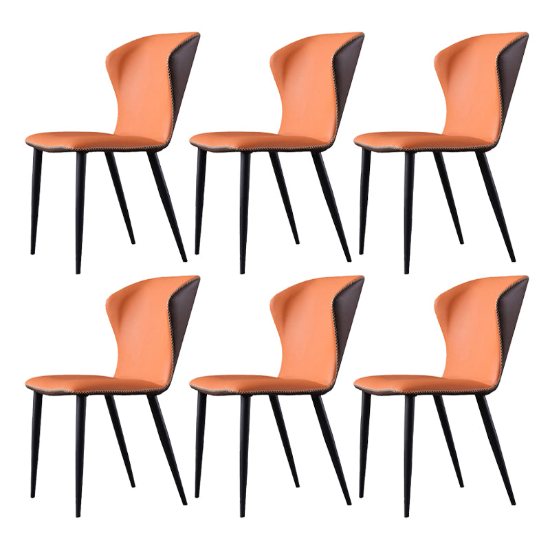 Faux Leather Side Chair Wingback Armless Chair with Black Legs