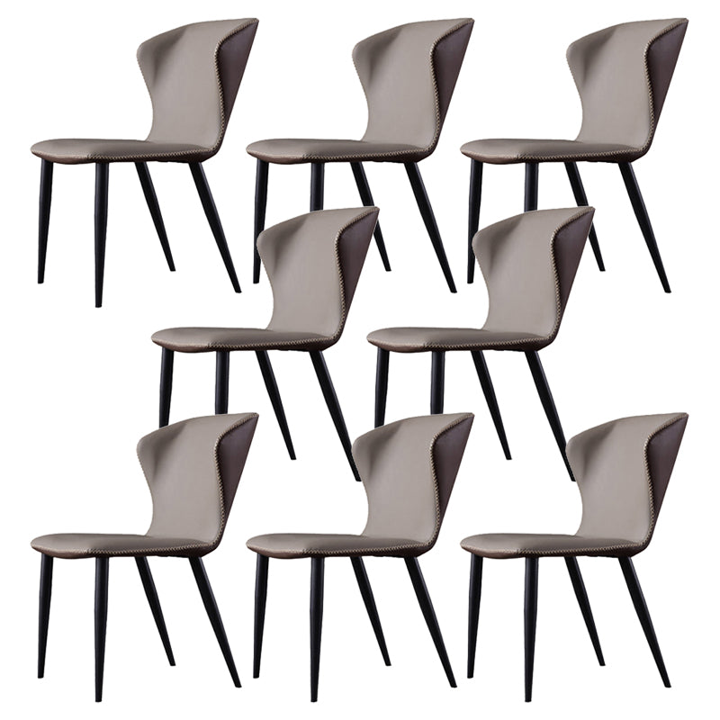 Faux Leather Side Chair Wingback Armless Chair with Black Legs