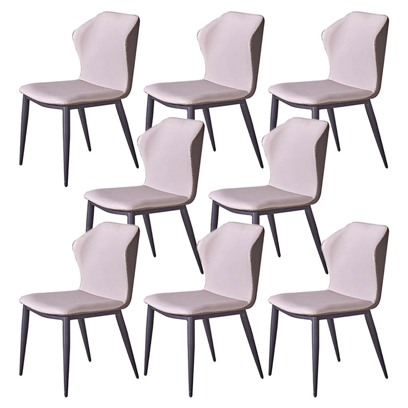 Faux Leather Side Chair Wingback Armless Chair with Black Legs