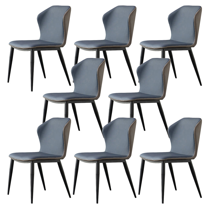 Faux Leather Side Chair Wingback Armless Chair with Black Legs