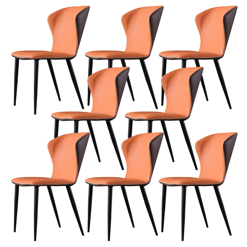 Faux Leather Side Chair Wingback Armless Chair with Black Legs