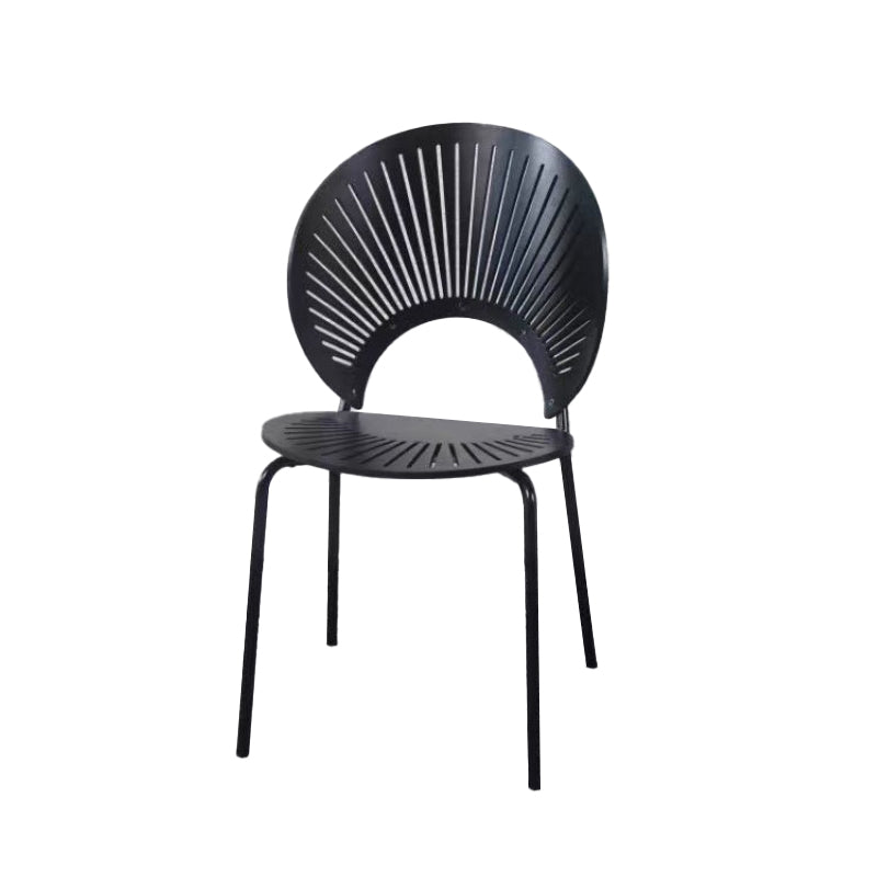 Metal Base Dining Chairs Industrial Style Open Back Armless Chair