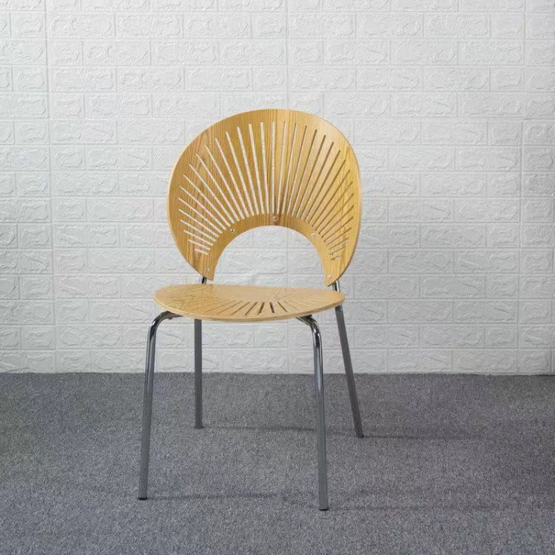 Metal Base Dining Chairs Industrial Style Open Back Armless Chair