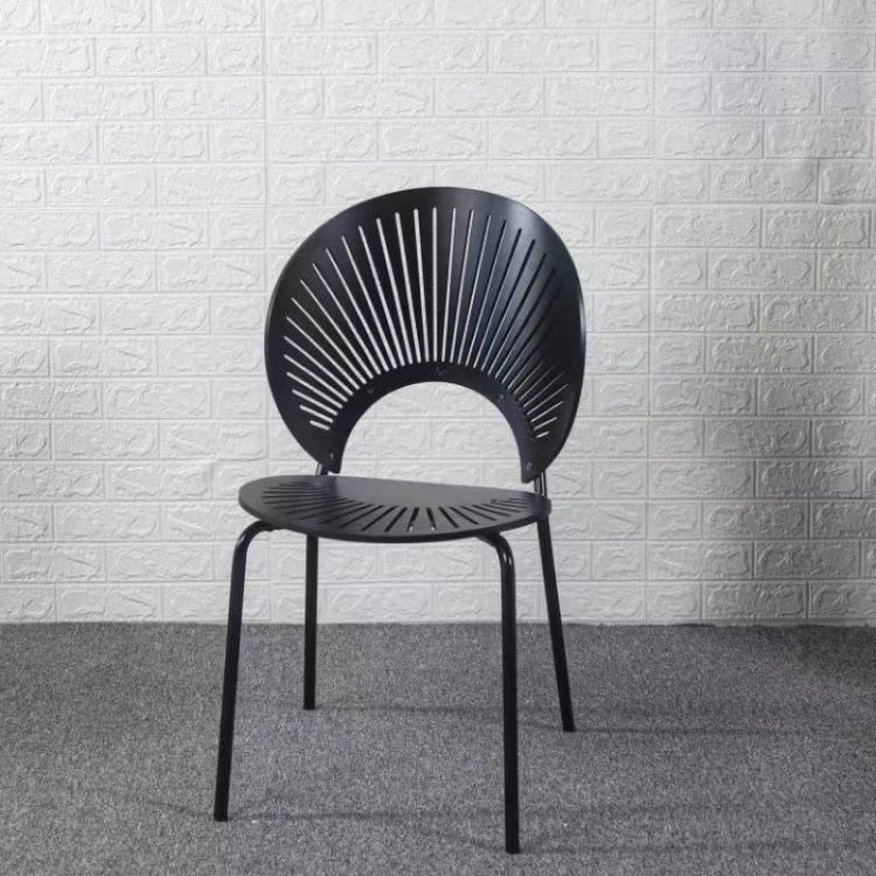 Metal Base Dining Chairs Industrial Style Open Back Armless Chair