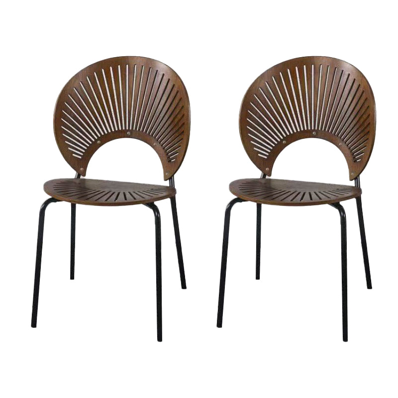 Metal Base Dining Chairs Industrial Style Open Back Armless Chair