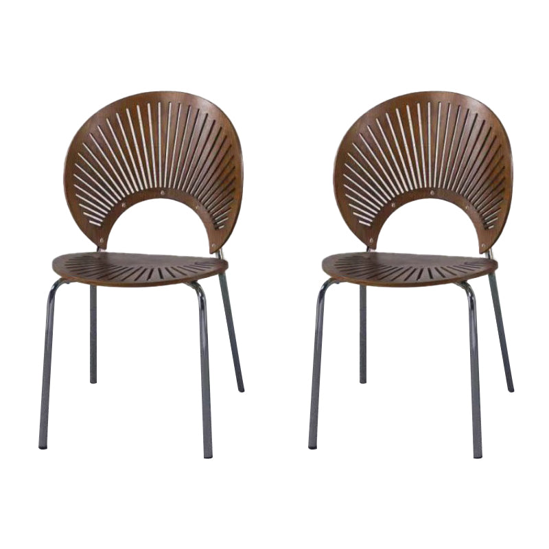 Metal Base Dining Chairs Industrial Style Open Back Armless Chair