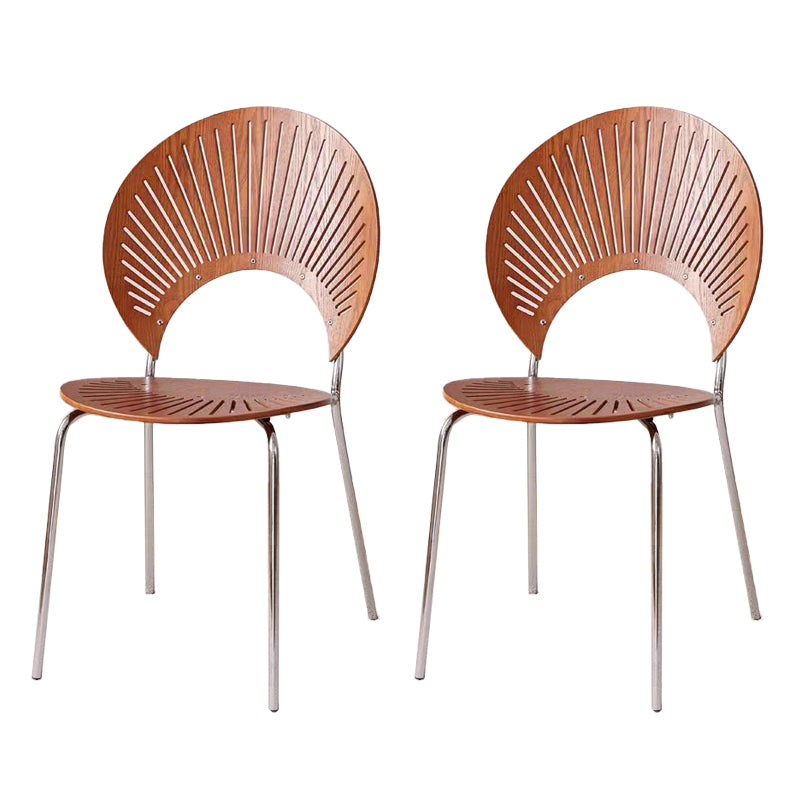 Metal Base Dining Chairs Industrial Style Open Back Armless Chair