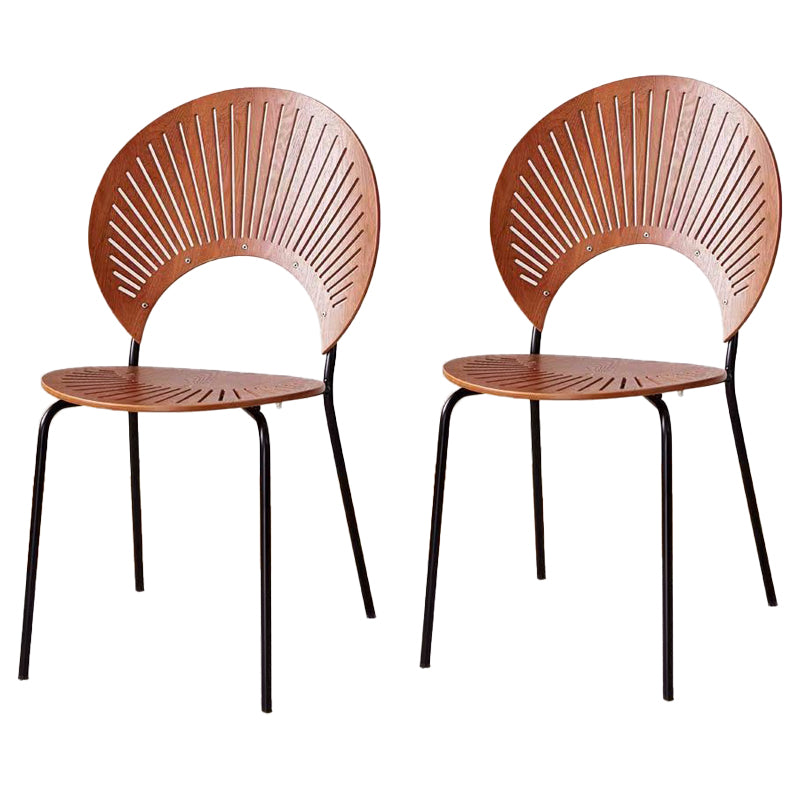 Metal Base Dining Chairs Industrial Style Open Back Armless Chair