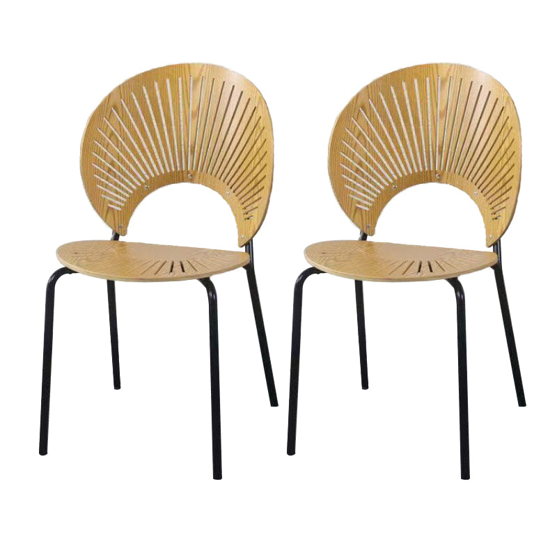 Metal Base Dining Chairs Industrial Style Open Back Armless Chair