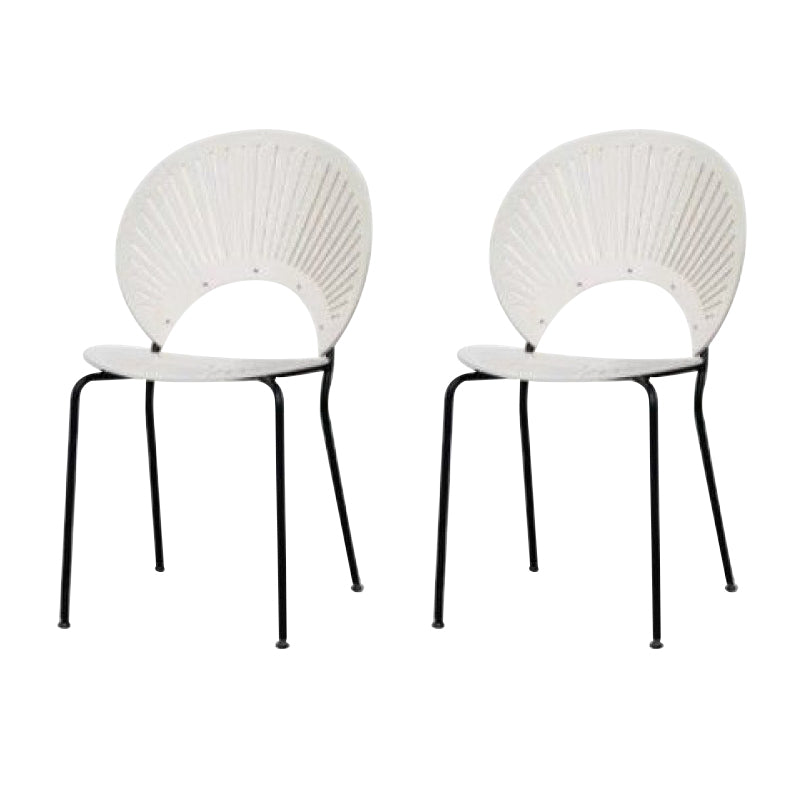 Metal Base Dining Chairs Industrial Style Open Back Armless Chair