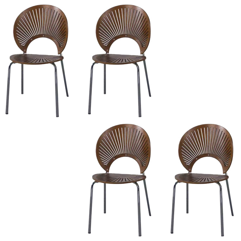 Metal Base Dining Chairs Industrial Style Open Back Armless Chair