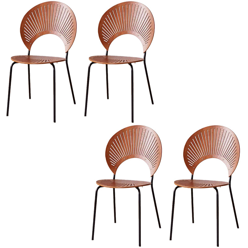 Metal Base Dining Chairs Industrial Style Open Back Armless Chair