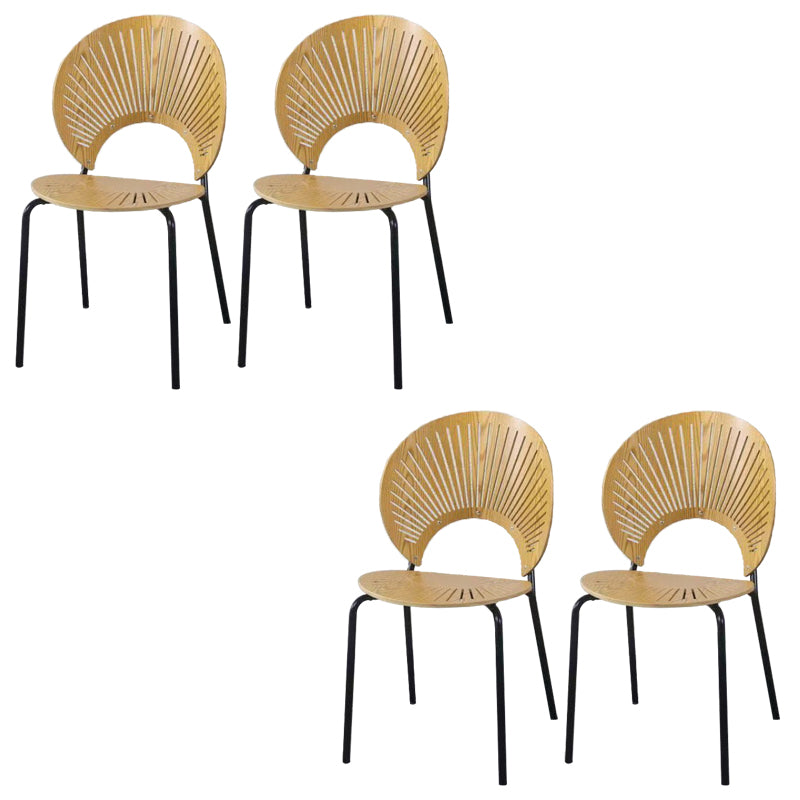 Metal Base Dining Chairs Industrial Style Open Back Armless Chair