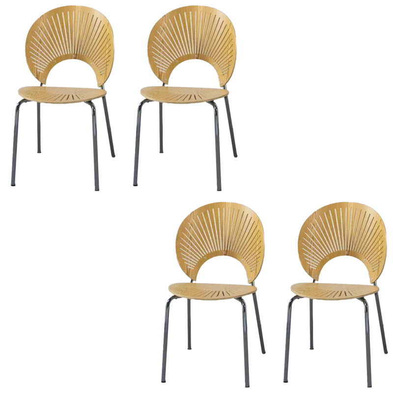 Metal Base Dining Chairs Industrial Style Open Back Armless Chair