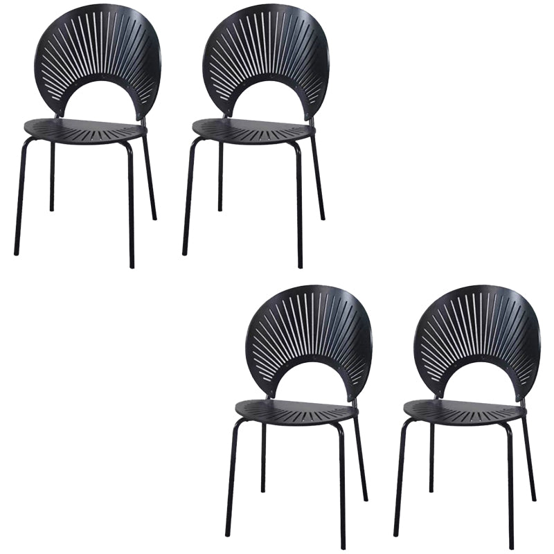 Metal Base Dining Chairs Industrial Style Open Back Armless Chair