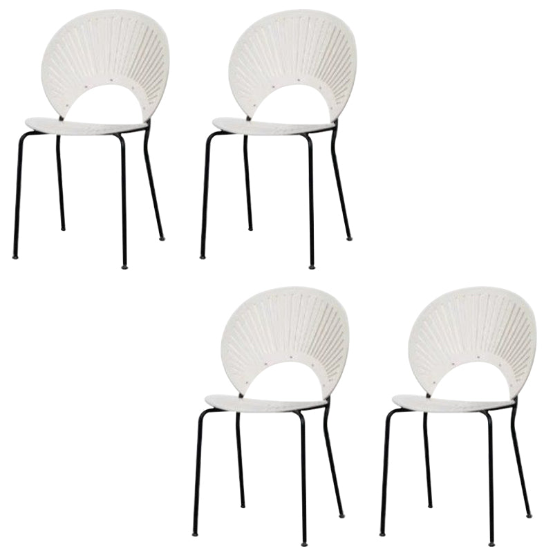 Metal Base Dining Chairs Industrial Style Open Back Armless Chair