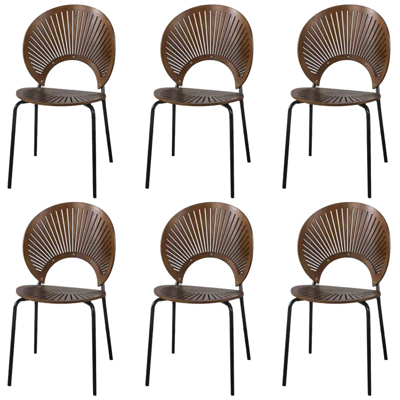 Metal Base Dining Chairs Industrial Style Open Back Armless Chair