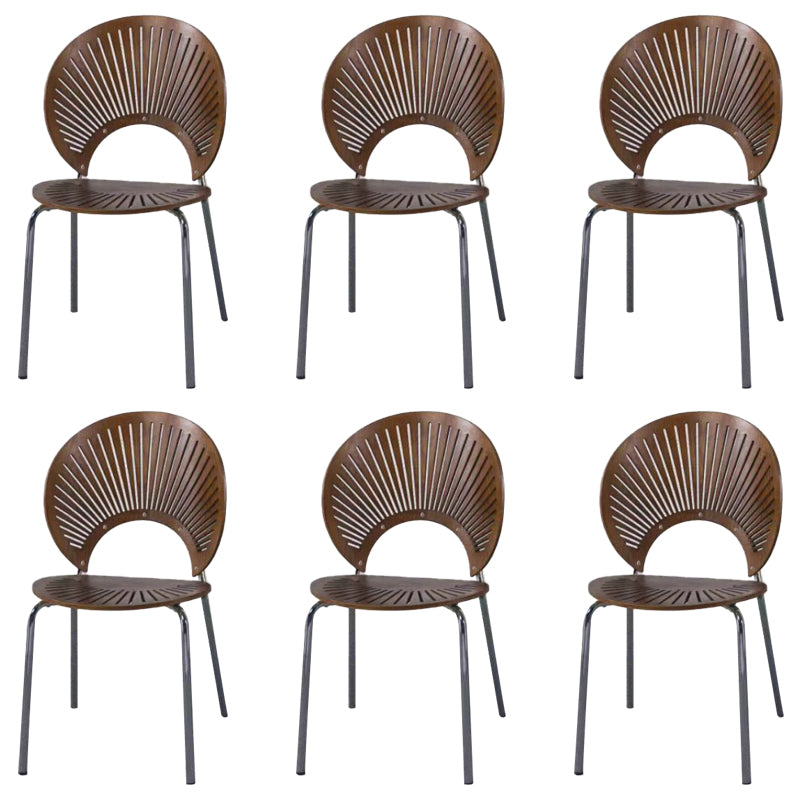 Metal Base Dining Chairs Industrial Style Open Back Armless Chair