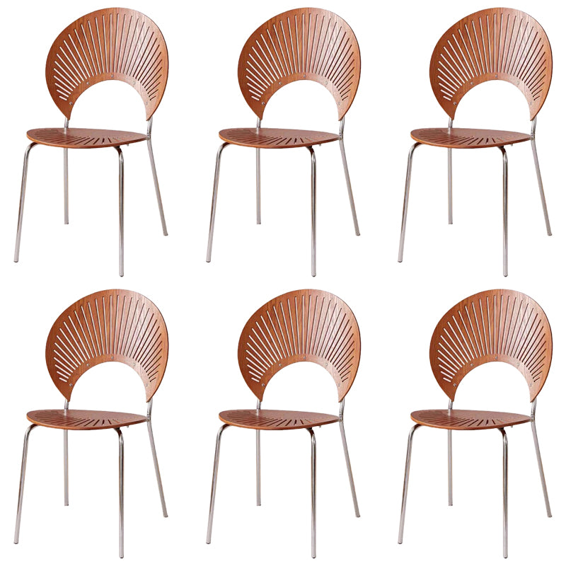 Metal Base Dining Chairs Industrial Style Open Back Armless Chair