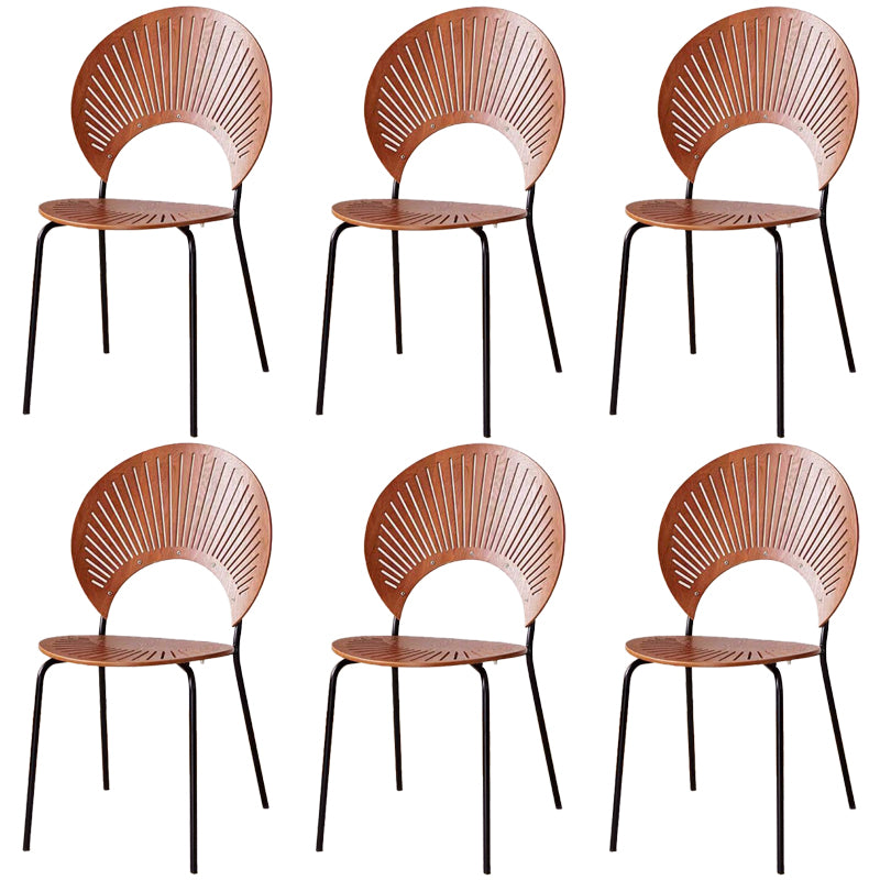 Metal Base Dining Chairs Industrial Style Open Back Armless Chair