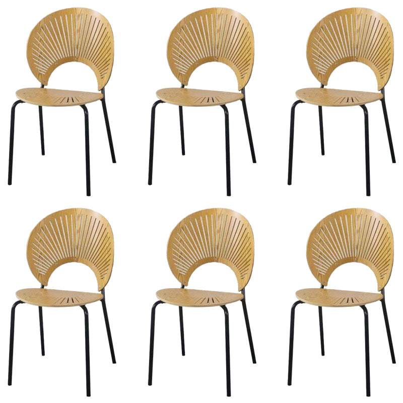 Metal Base Dining Chairs Industrial Style Open Back Armless Chair