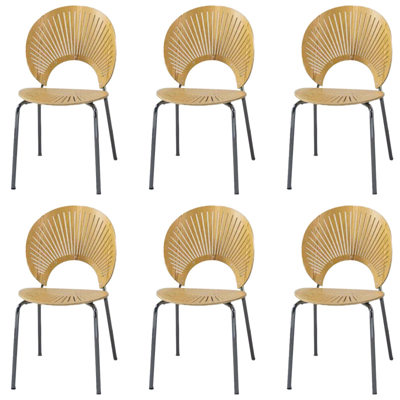 Metal Base Dining Chairs Industrial Style Open Back Armless Chair