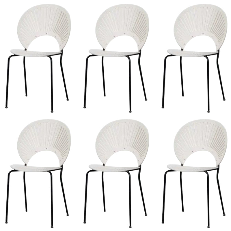 Metal Base Dining Chairs Industrial Style Open Back Armless Chair