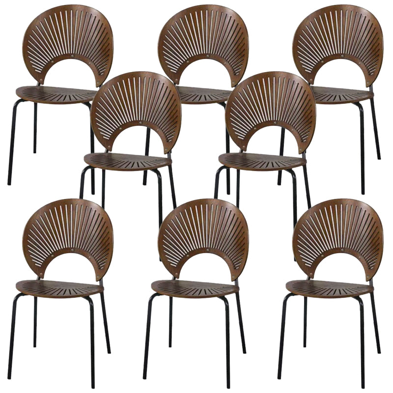 Metal Base Dining Chairs Industrial Style Open Back Armless Chair