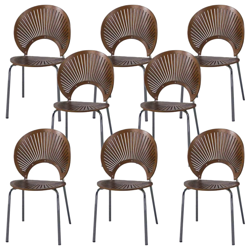 Metal Base Dining Chairs Industrial Style Open Back Armless Chair