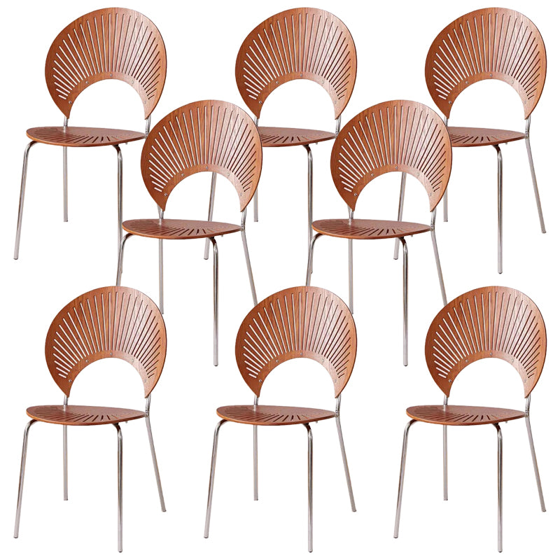 Metal Base Dining Chairs Industrial Style Open Back Armless Chair