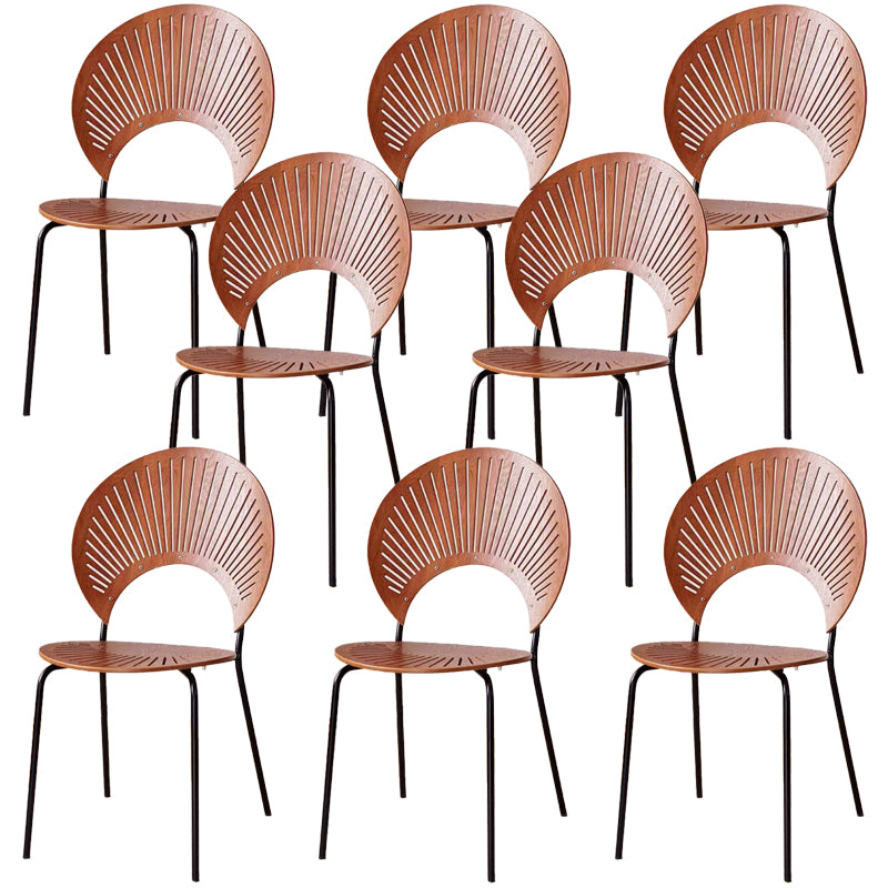 Metal Base Dining Chairs Industrial Style Open Back Armless Chair