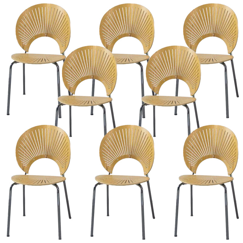 Metal Base Dining Chairs Industrial Style Open Back Armless Chair