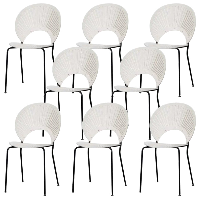 Metal Base Dining Chairs Industrial Style Open Back Armless Chair