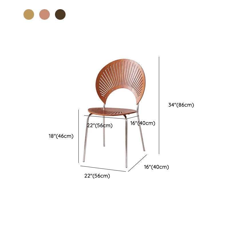 Metal Base Dining Chairs Industrial Style Open Back Armless Chair