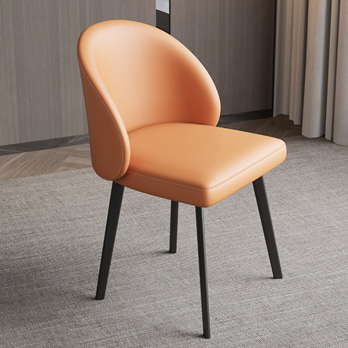 Faux Leather Kitchen Dining Chairs Contemporary Chairs with Black Metal Legs