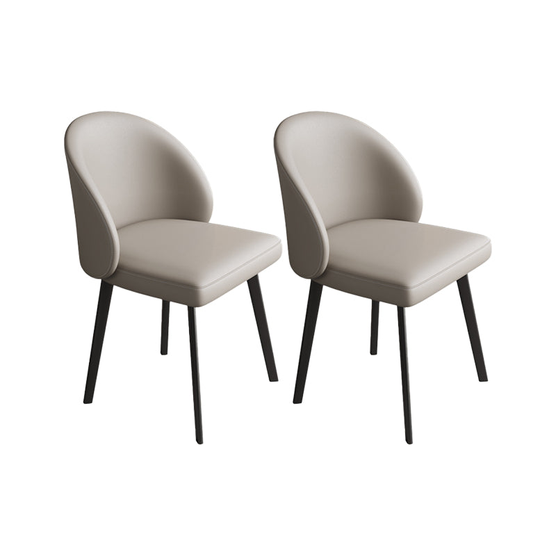 Faux Leather Kitchen Dining Chairs Contemporary Chairs with Black Metal Legs