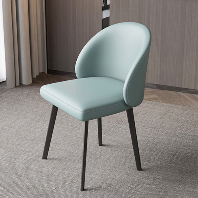 Faux Leather Kitchen Dining Chairs Contemporary Chairs with Black Metal Legs