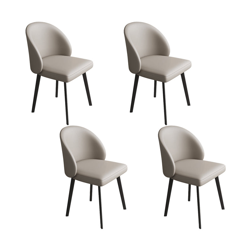 Faux Leather Kitchen Dining Chairs Contemporary Chairs with Black Metal Legs