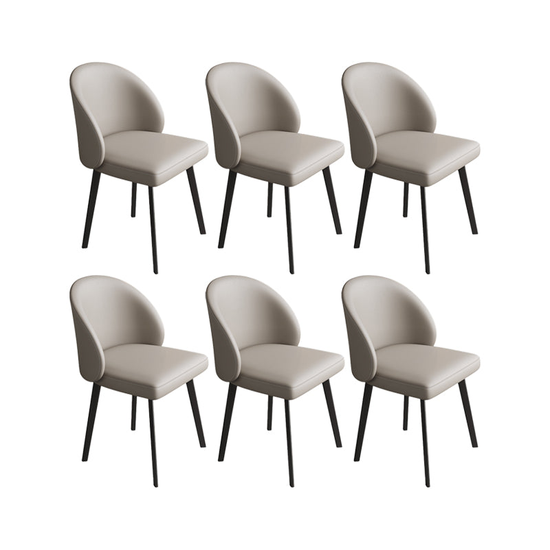 Faux Leather Kitchen Dining Chairs Contemporary Chairs with Black Metal Legs
