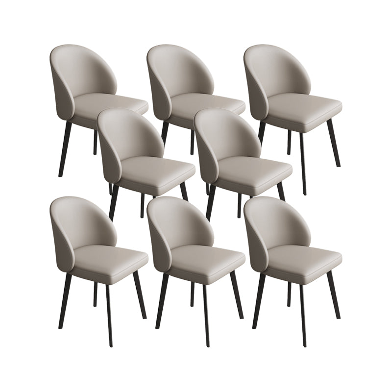 Faux Leather Kitchen Dining Chairs Contemporary Chairs with Black Metal Legs
