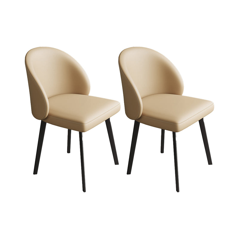 Faux Leather Kitchen Dining Chairs Contemporary Chairs with Black Metal Legs