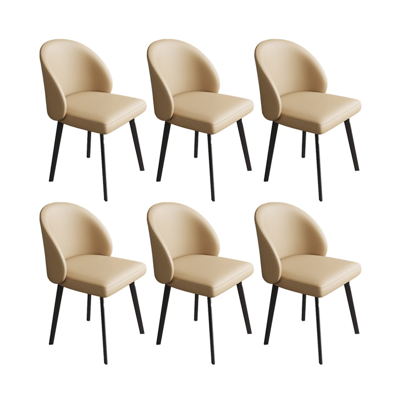 Faux Leather Kitchen Dining Chairs Contemporary Chairs with Black Metal Legs
